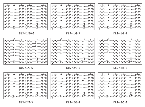 DLS-42/6-4雙位置繼電器內部連接線圖片 DLS-42/6-4雙位置繼電器內部連接線圖片