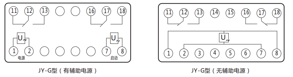 JY-G端子排靜態電壓繼電器內部接線圖及外引接線圖